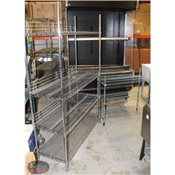 2 CHROME-WIRE STORAGE RACKS W/ PLASTIC