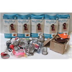LARGE BOX OF S/S TEA INFUSERS, DISPOSABLE TEA BAGS