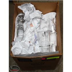 BOX OF WRAPPED ASSORTED GLASSWARE: 10 CHAMPAGNE