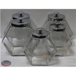 LOT OF 5 CLASS COUNTERTOP BULK JARS