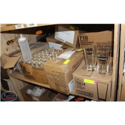 SHELF CONTENTS: ASSORTED BEER GLASSES, CHAMPAGNE