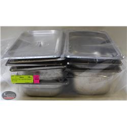 GROUP OF 5 S/S 1/3RD-SIZE INSERTS W/ 4 LIDS