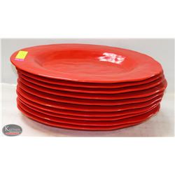 STACK OF 10 RED MELAMINE OVAL PLATTERS
