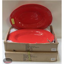 2 CASES OF RED MELAMINE OVAL PLATTERS 17-1/2"X13"