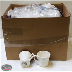 BOX OF NEW DUDSON CHINA MUGS & SOUP BOWLS / SAUCE