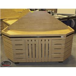 LARGE 6'  TRAPEZOIDAL WOODEN BULK-FOOD DISPLAY /