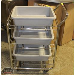 3-TIER CHROME SERVICE CART FOR TOTES/TRAYS