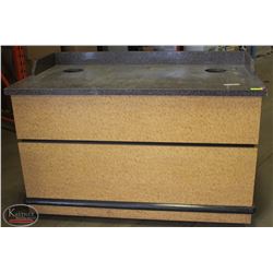 5' WOODEN GARBAGE BIN CABINET / COUNTER ON CASTORS