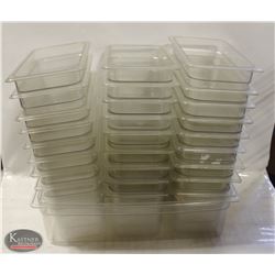 LOT OF 27 POLYCARB-FOOD INSERTS, 1/3RD SIZE.