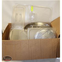 2 BOXES OF VARIOUS LIDS FOR PLASTIC FOOD INSERTS,