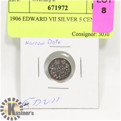 1906 EDWARD VII SILVER 5 CENT