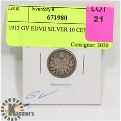 1913 GV EDVII SILVER 10 CENT