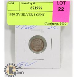1920 GV SILVER 5 CENT