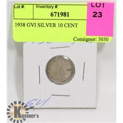 1938 GVI SILVER 10 CENT