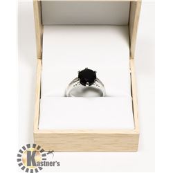 LADIES GENUINE BLACK AGATE RING SIZE 6.75