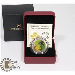 COLOURED COIN WATER LILY AND LEOPARD FROG