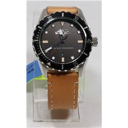 NEW ARMANI EXCHANGE BLACK DIAL TAN LEATHER STRAP