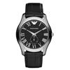 Image 2 : NEW EMPORIO ARMANI BLACK FACE LEATHER STRAP WATCH
