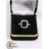 Image 1 : GENUINE EMERALD HALO RING LADIES SIZE 8