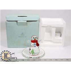 PARTYLITE CRYSTAL SNOWMAN TEALIGHT HOLDER.