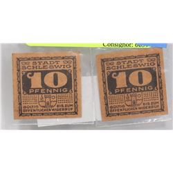 2 GERMAN 10 PFENNING GERMAN BANK NOTES