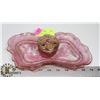 Image 1 : PINK CARNIVAL GLASS LADY VANITY DISH & TRINKET BOX