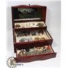 Image 1 : CHERRY WOOD JEWELLERY BOX LOADED