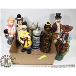 BOX OF ASSORTED VINTAGE BOTTLES.