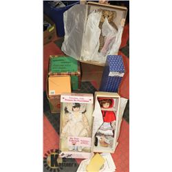 BOX OF ASSORTED VINTAGE DOLLS & MORE