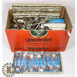 BOX OF ASSORTED VINTAGE COLLECTOR SPOONS
