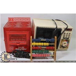 BOX WITH VINTAGE TOY BAKING CENTERS