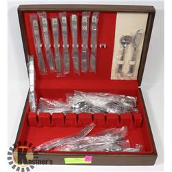 SET OF VINTAGE UTENSILS STILL IN PLASTIC WITH WOOD