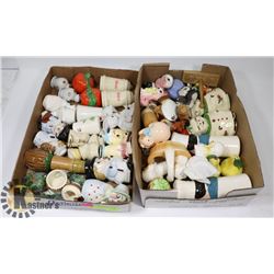 2 FLATS OF ASSORTED VINTAGE SALT & PEPPER SHAKERS