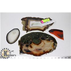 LOT OF 4 POLISHED STONE SLICES.