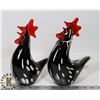 Image 1 : PAIR OF GLASS ROOSTERS 9" TALL