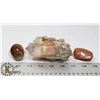 Image 1 : MULTI FAUCETED QUARTZ CRYSTAL WITH 2 BROWN ROCKS