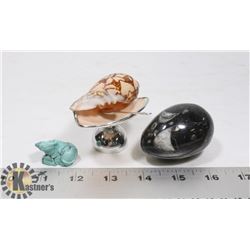 SHELL AND SPOON ON STAND WITH WATER BUFFALO AND