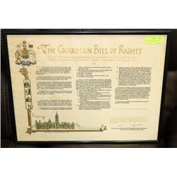 CANADIAN BILL OF RIGHTS SIGNED BY JOHN DIEFENBAKER