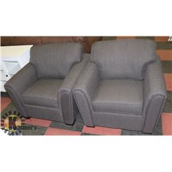 PAIR OF GREY FABRIC SOFA CHAIRS