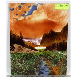 MOUNTAIN SCENE WALL TILE ART