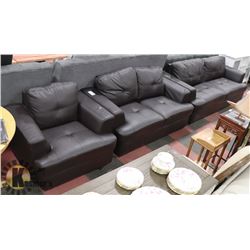 DARK CHOCOLATE BROWN LEATHERETTE 78" SOFA, 59"
