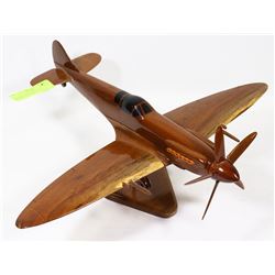 HANDCRAFTED MAHOGANY SPITFIRE ON STAND 17"