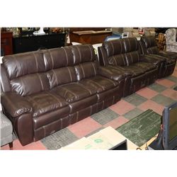 NEW BROWN LEATHERETTE RECLINING 3 PC 86"