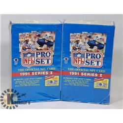 2 BOXES OF 1991 PRO SET NFL CARDS SERIES 1