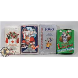 LOT OWITH 4 BOXES OF ASSORTED UNOPENED NFL AND CFL