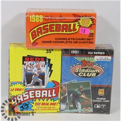 3 BOXES WITH UNOPENED PACKS OF TOPPS AND OPEE CHE