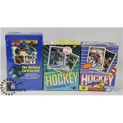 3 BOXES OF 1990-92 PRO SET AND OPEE CHEE UNOPENED