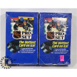 2 BOXES WITH UNOPENED PACKS OF PRO SET 1990 NHL