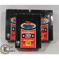 3 BOXES WITH UNOPENED PACKS OF TOPPS 1992 SERIES