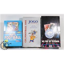 3 ASSORTED UNOPENED BOXES OF NFLA ND CFL CARDS